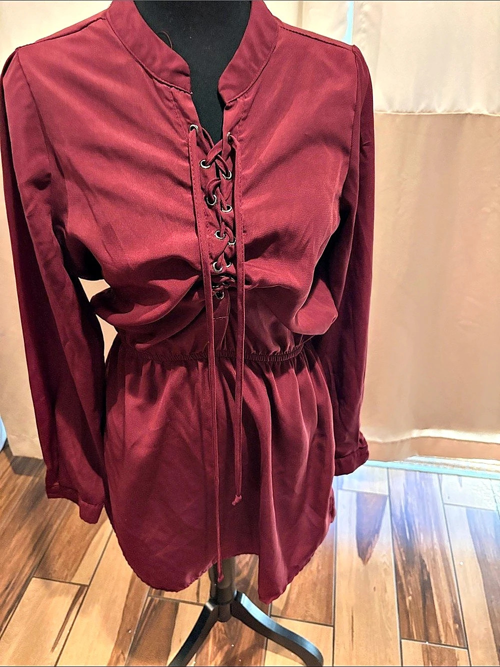 Burgundy Lace-Up Mini top